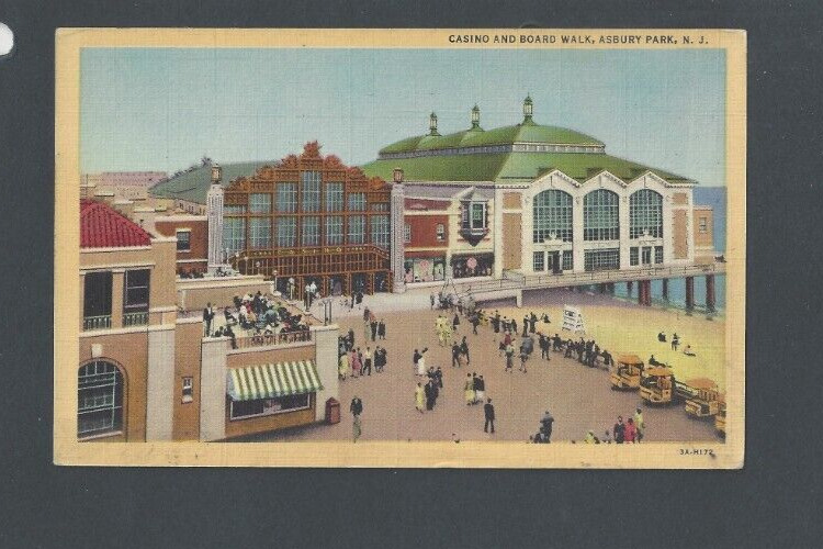 Ca 1922 Antique Post Card Asbury Park NJ Casino & Boardwalk