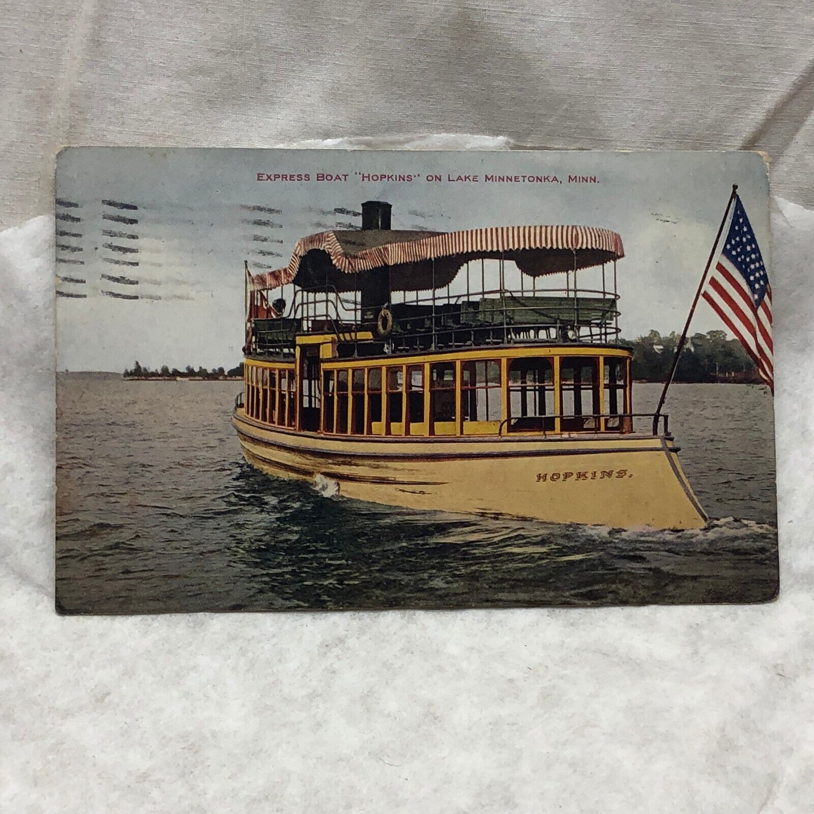 Vintage 1910 Lake Minnetonka Minn. Postcard Express Boat Hopkins