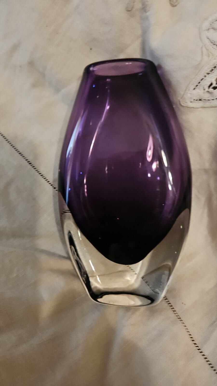 Vintage Purple Heavy Glass Vase