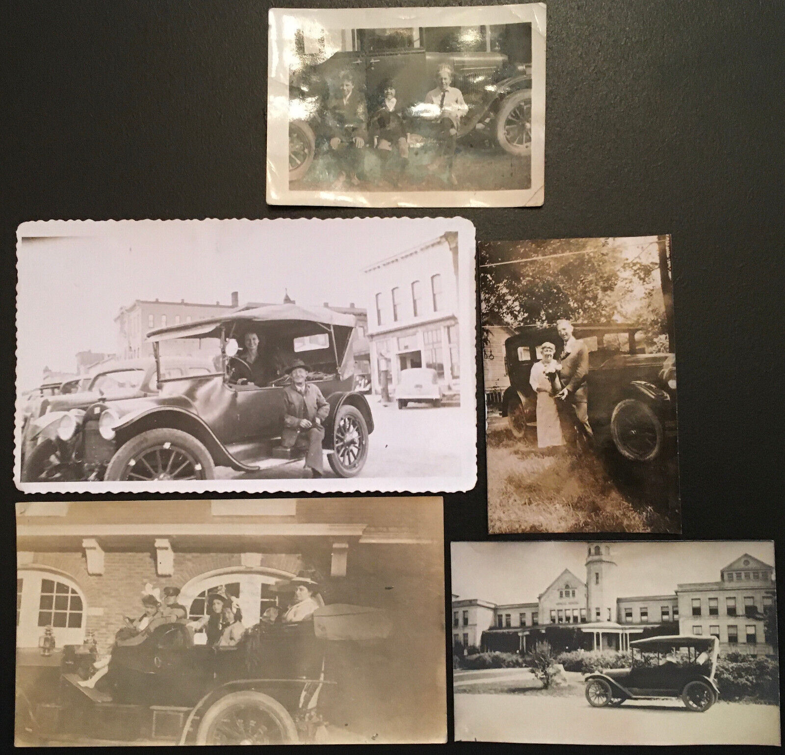 Antique Automobiles Auto Cars - Lot of 5 Original 1920s Vintage Snapshots