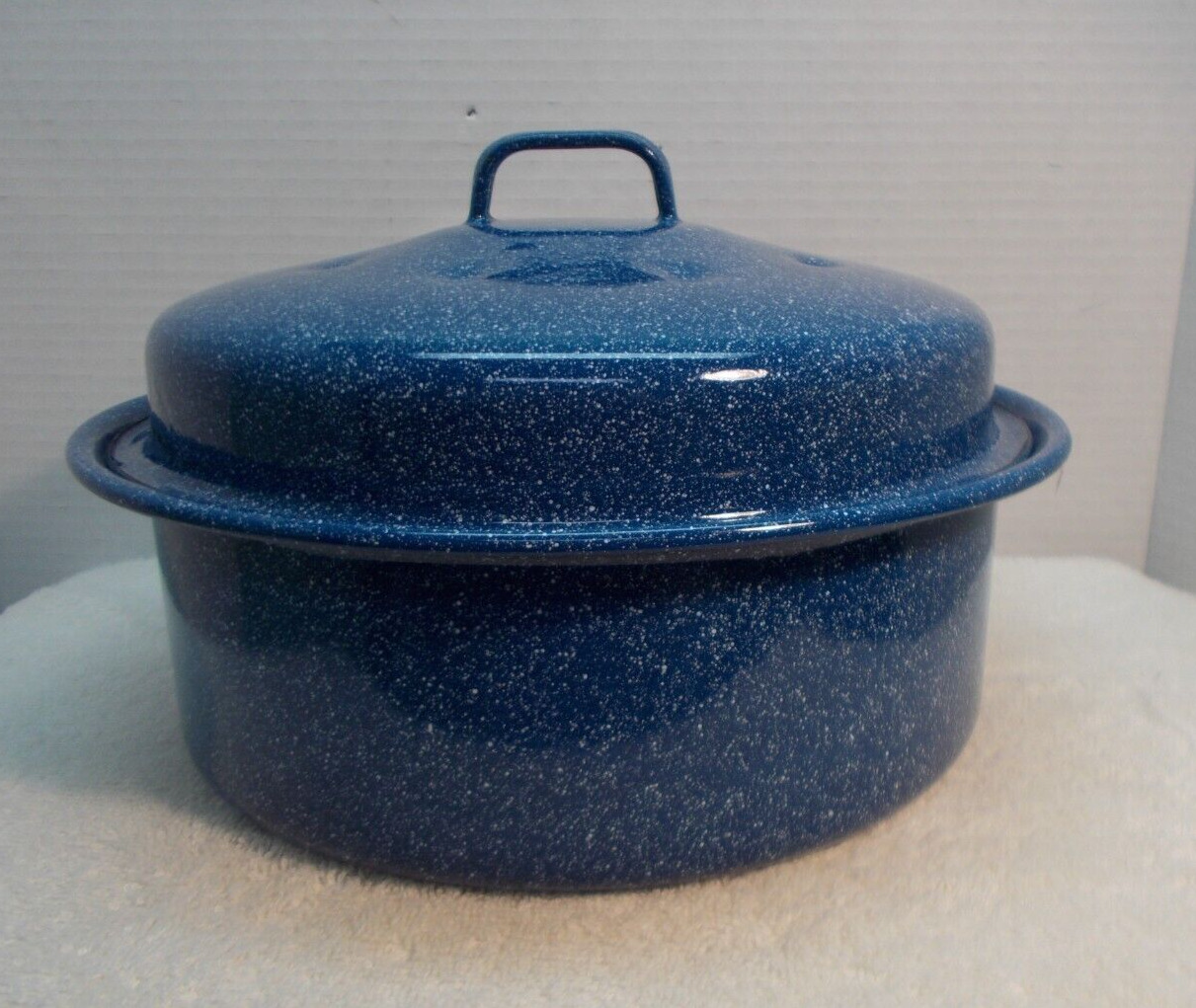 Blue Enamel Ware Covered Pot