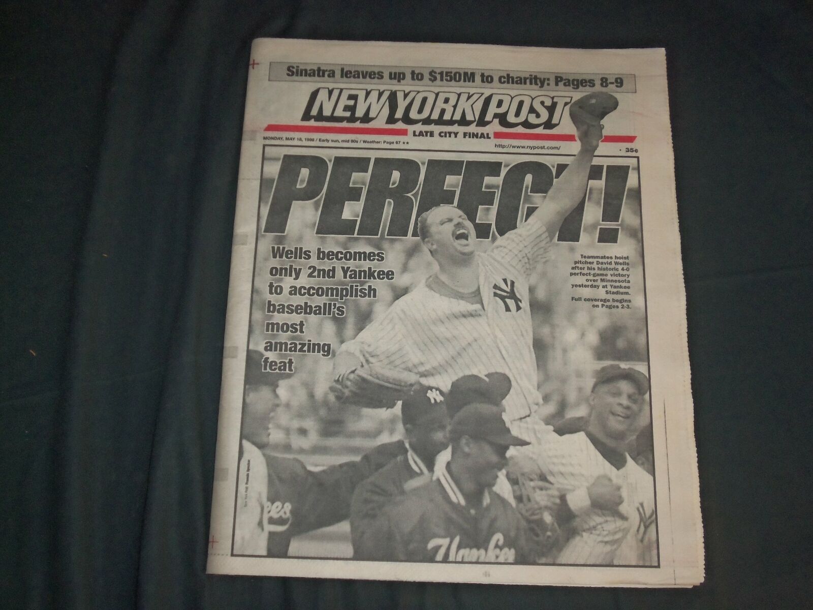 1998 MAY 18 NEW YORK POST NEWSPAPER - DAVID WELLS THROWS PERFECT GAME - NP 4122