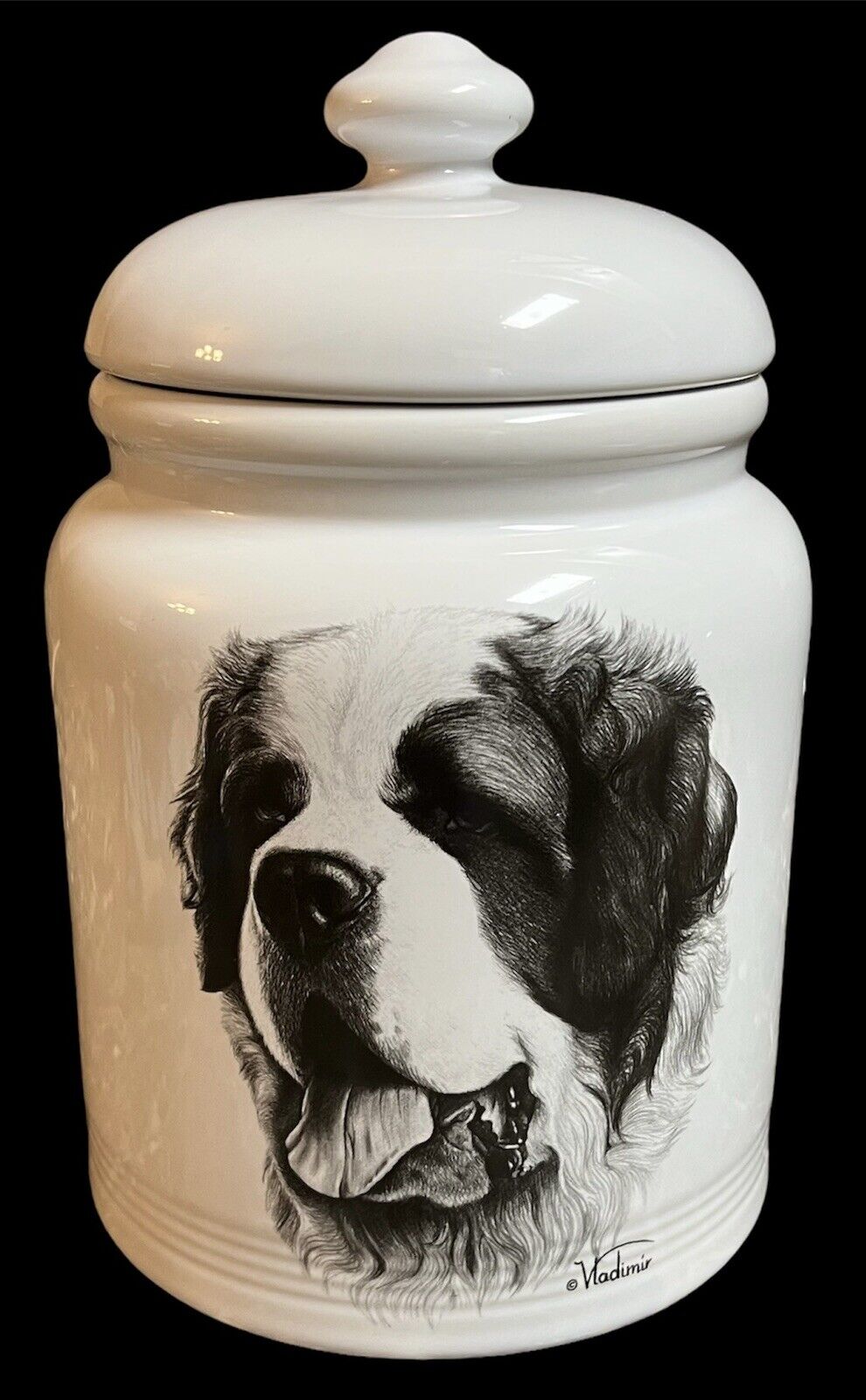 Saint Bernard Dog Cookie Jar Cannister Best Of Show Vladimir Tzenov Art Lid