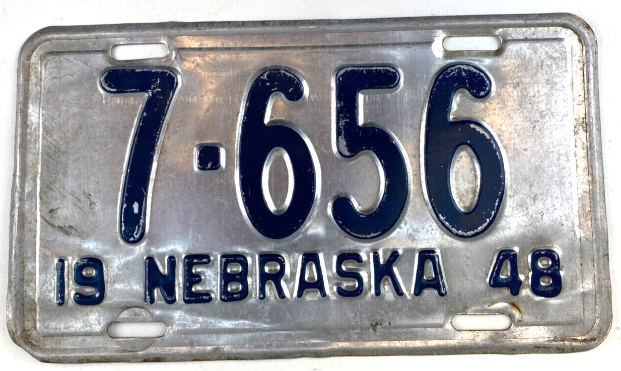 Nebraska 1948 Auto License Plate Shorty Madison Co Garage Wall Decor Collector