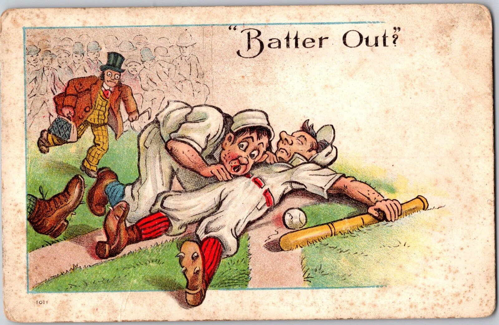 Rare c 1910 Vintage Postcard - Baseball Card Cartoon - Doctor - Rare Postcard