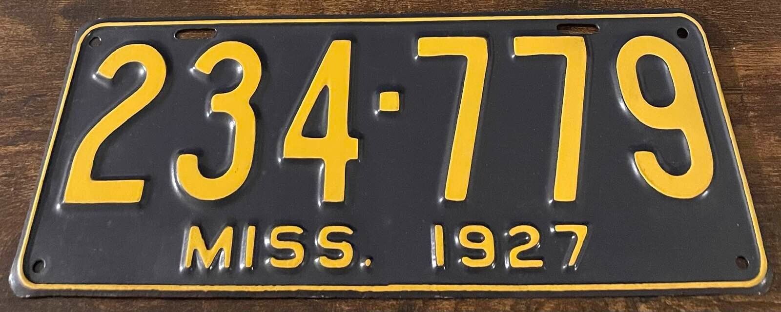1927 Mississippi Vintage License Plate 234-779 Repaint Professionally Restored