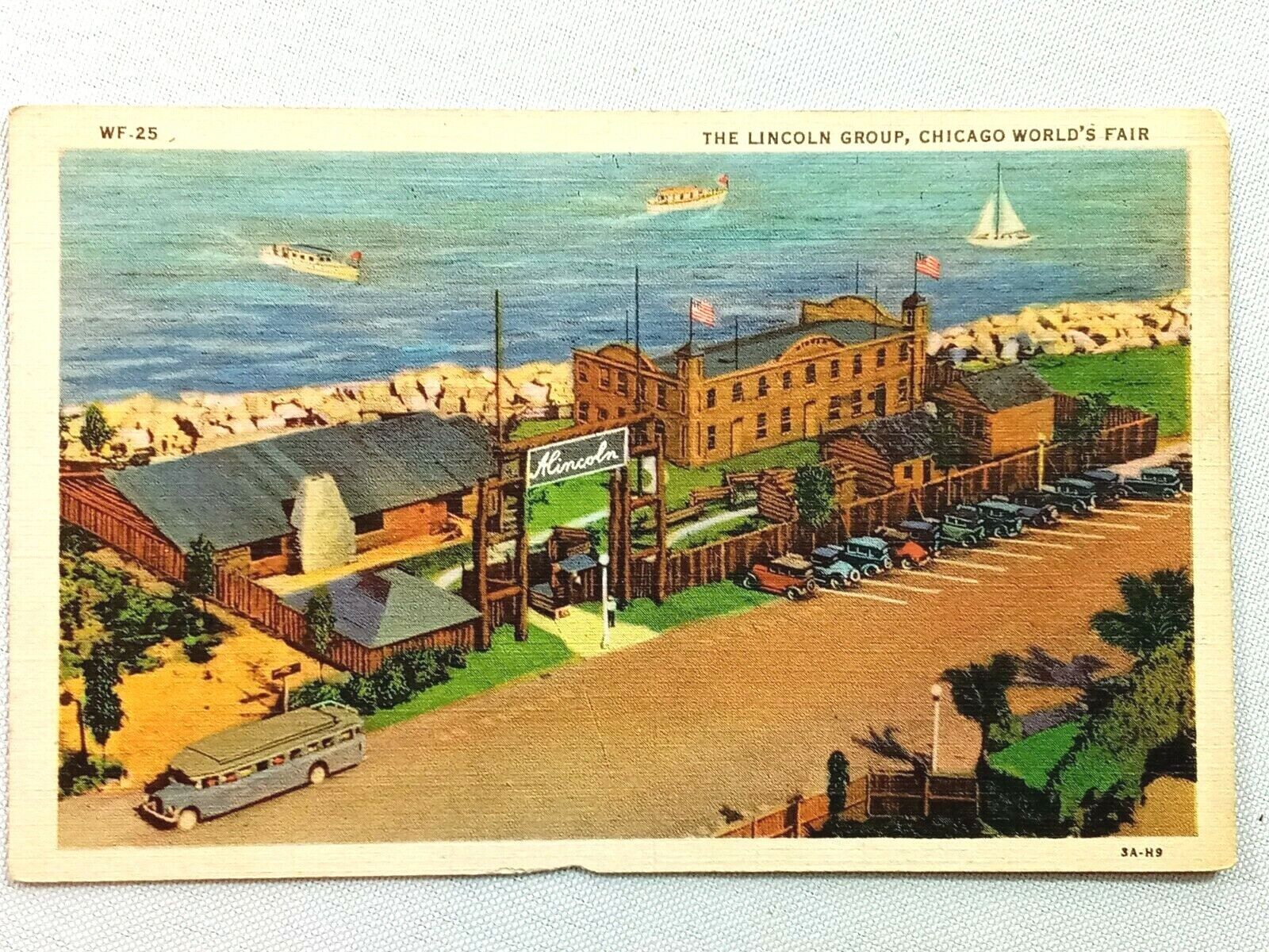 Vintage Postcard 1910s The Lincoln Group Chicago World's Fair Ocean & Boat Scene