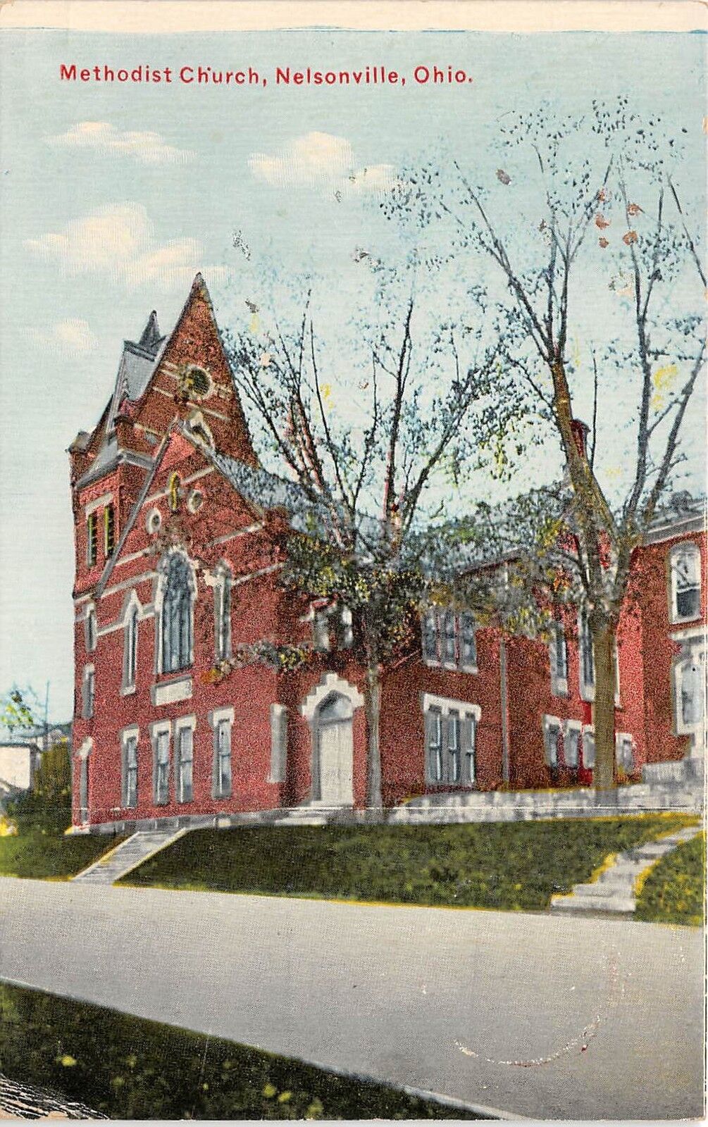 C1/ Nelsonville Ohio Postcard 1911 Athens County Methodist Church Building