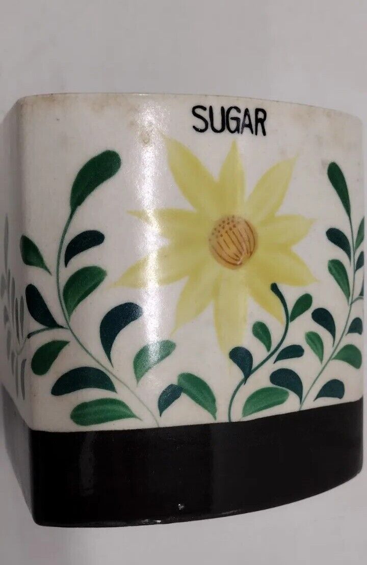 1930’s Hand Painted NASCO SUGAR NO LID SOLD AS IS NEAR ANTIQUE Daisy CERAMIC 