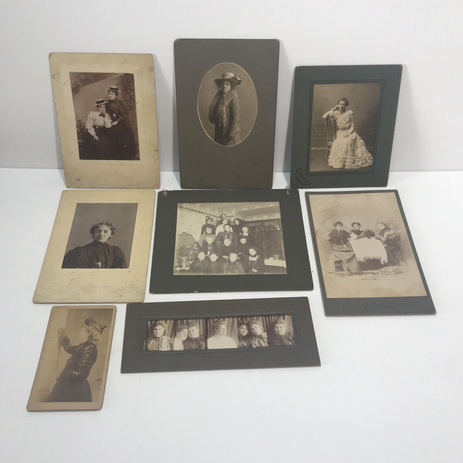 Antique Cabinet Card Photos 1920’s Lot Of Ladies/ Women 8 Cards