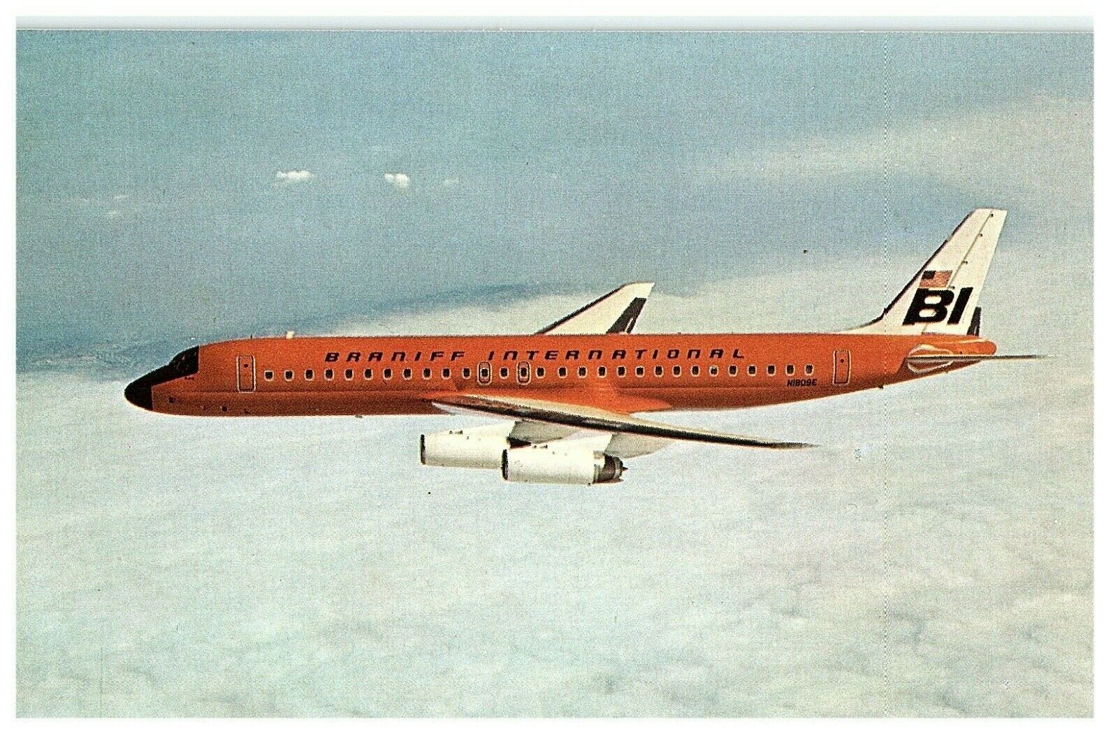 Braniff International BI McDonnell Douglas DC-8-62 In Flight 1969 Postcard
