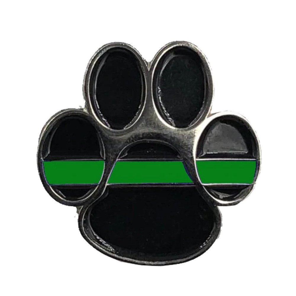 CL6-011 K9 Paw Thin Green Line Canine Lapel Pin Police Deputy Sheriff Border Pat