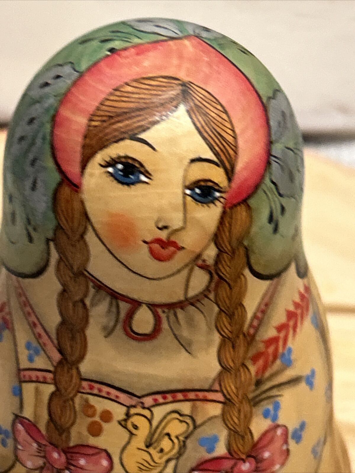 Vtg Russian Matryoshka Hand Painted Chime Wobble Bell Doll Roly Poly