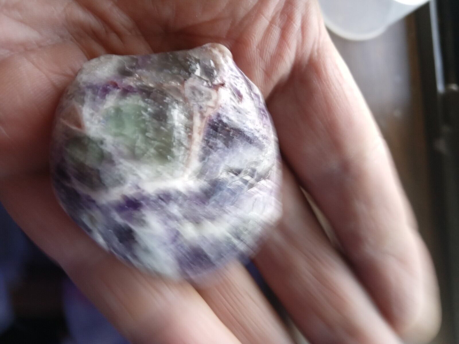 medicine man crystals.polished .cubic flourite octahedral internal matrix..9.9oz