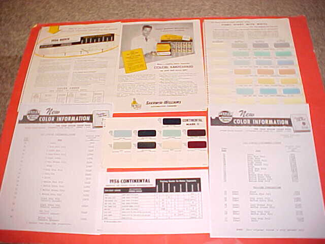 1956 1957 LINCOLN CONTINENTAL MARK II PAINT CHIPS COLOR CHART  BROCHURE  CATALOG