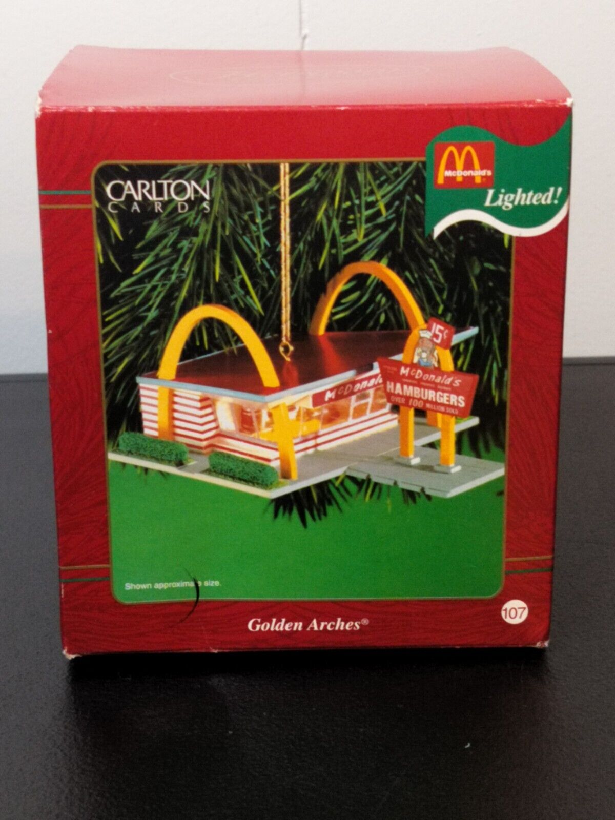 Vintage Carlton Cards McDonald\'s Golden Arches Lighted Christmas Ornament NEW