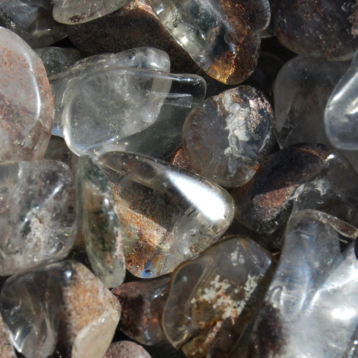 10pcs Lodolite Garden Quartz Crystal Tumbled Stones, Extra Small Crystal Set