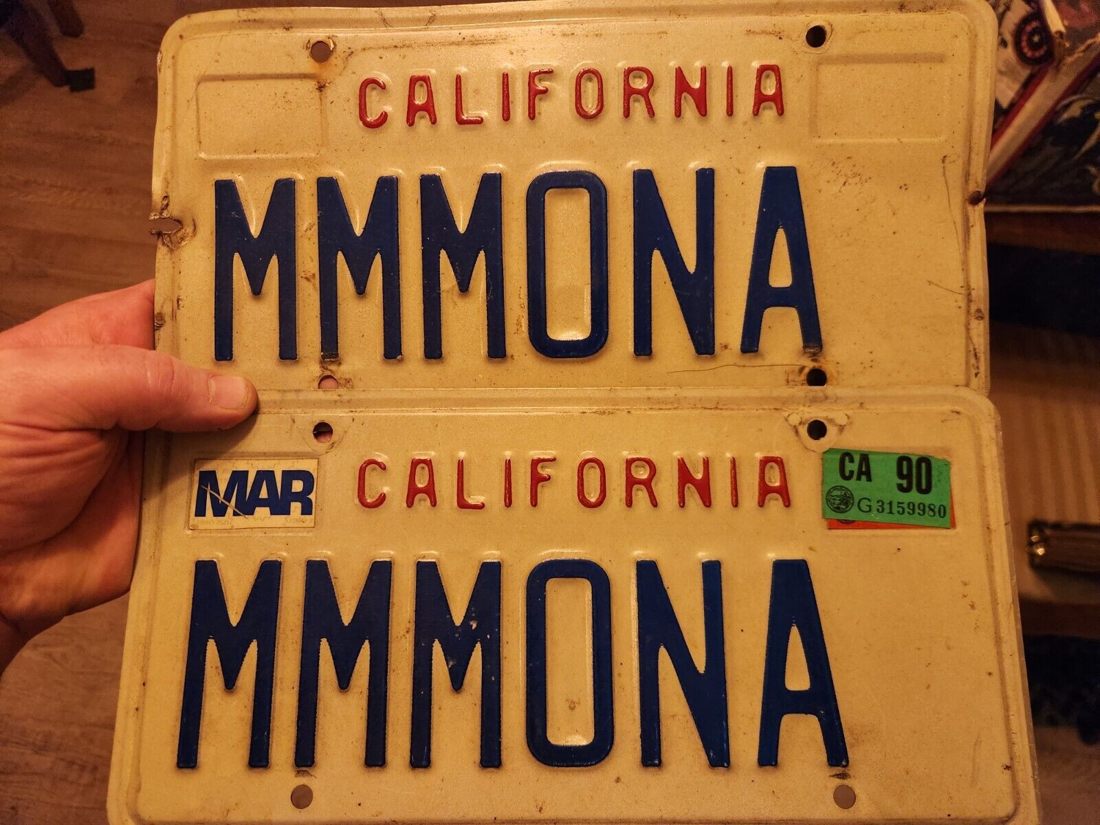 California Personalized License Plate MMMONA  1990