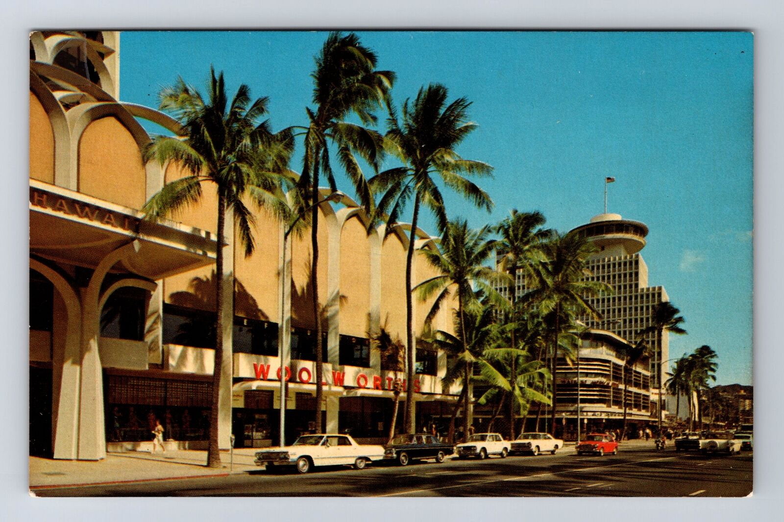 Honolulu HI-Hawaii, Kalakaua Avenue, Main Avenue Waikiki, Vintage Postcard