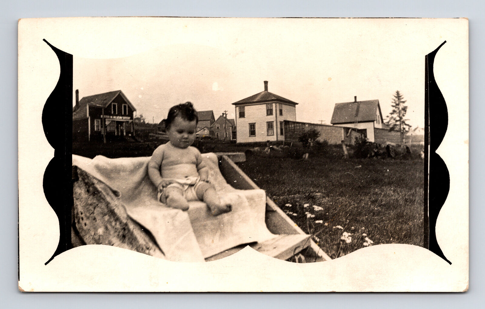 1913 RPPC Homes & Baby Pauline Bolstridge Aroostook Maine ME Real Photo Postcard