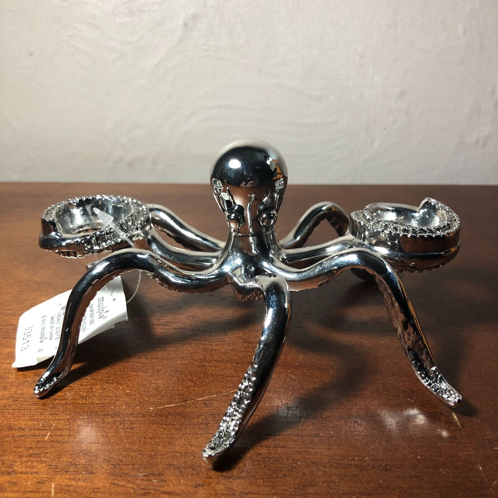Chrome Octopus Taper Candle Holder Six Legs Two Holders