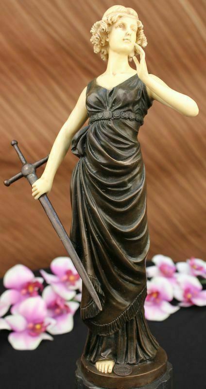 Art Deco/Nouveau Lady Justice Woman Real Bronze Sculpture Figurine Statue DEAL