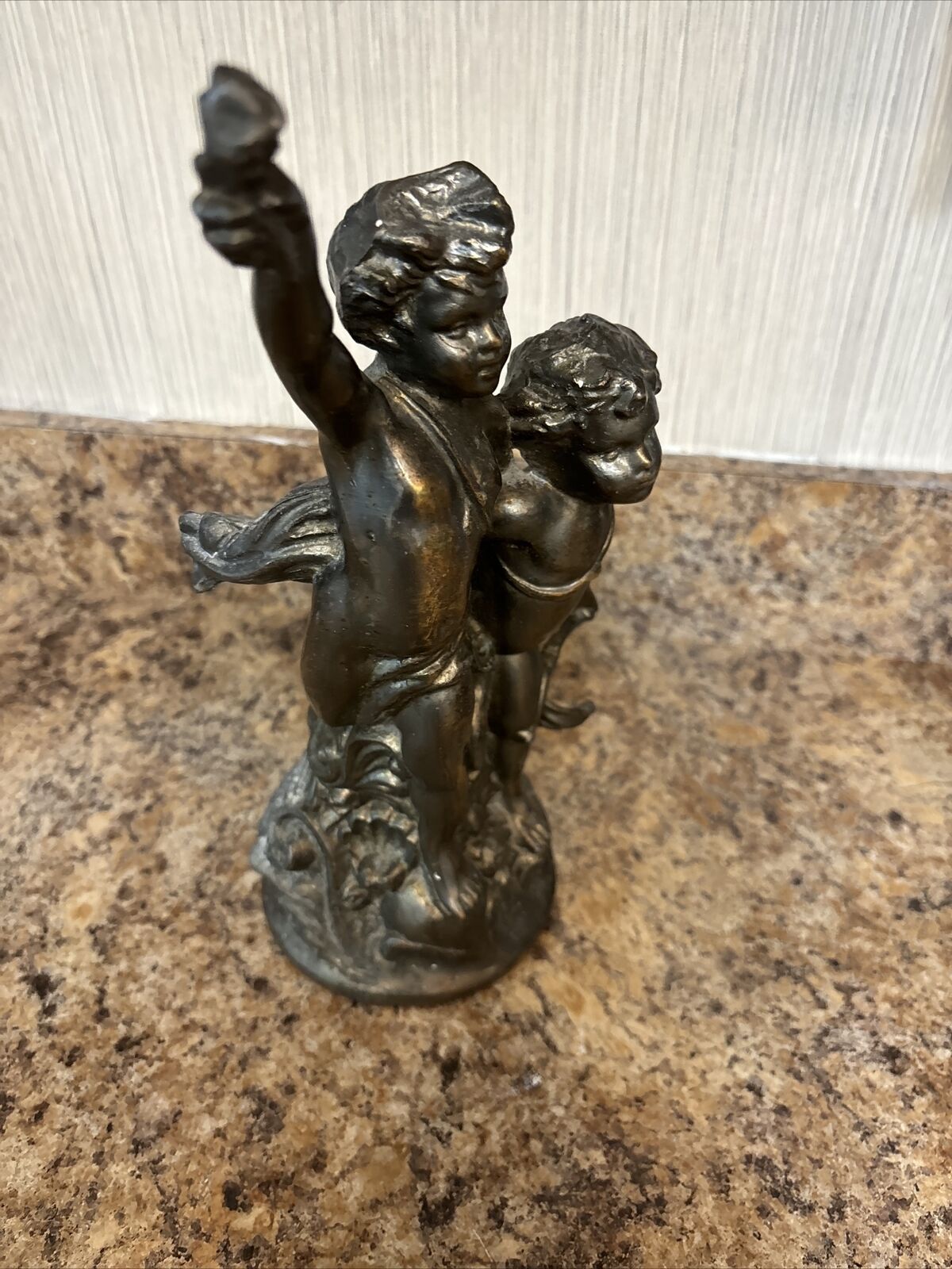 2 Angels 👼 Running Statue Brass Sold As Is