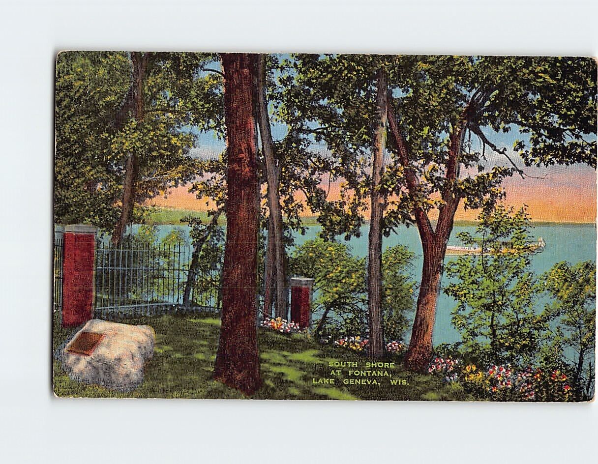 Postcard South Shore at Fontana Lake Geneva Wisconsin USA