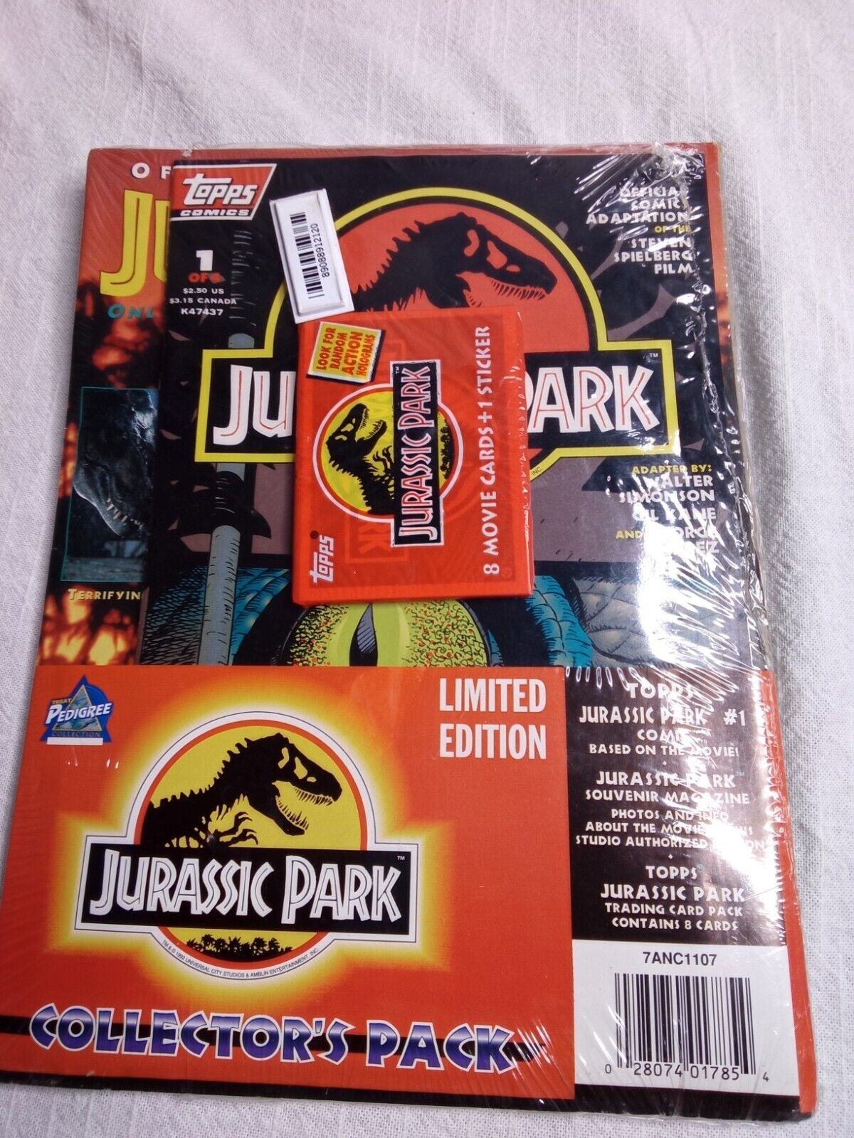 Vtg 1993 Jurassic Park Collector's Pack Topps Limited Edition Comic, Cards NEW
