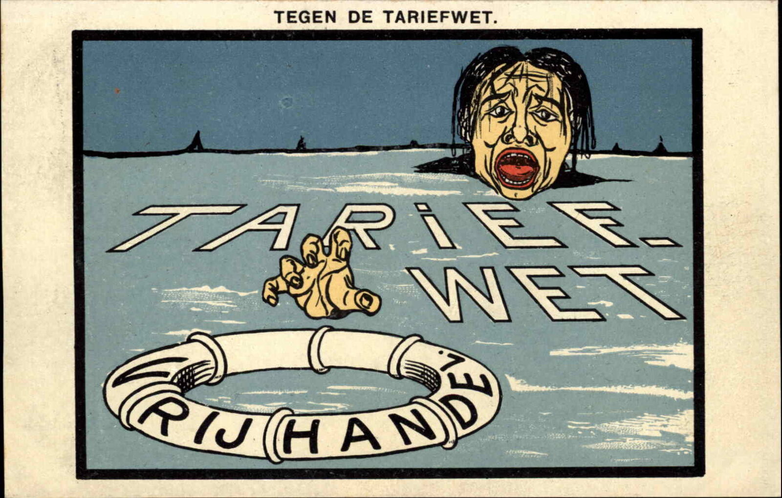 Dutch Netherlands Propaganda Anti Tariff Act Drowning Man Life Saving Ring PC