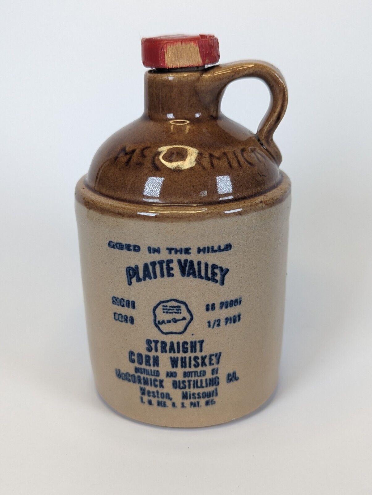 1971 Platte Valley Straight Corn Whisky by McCormick Ceramic Bottle With Cork
