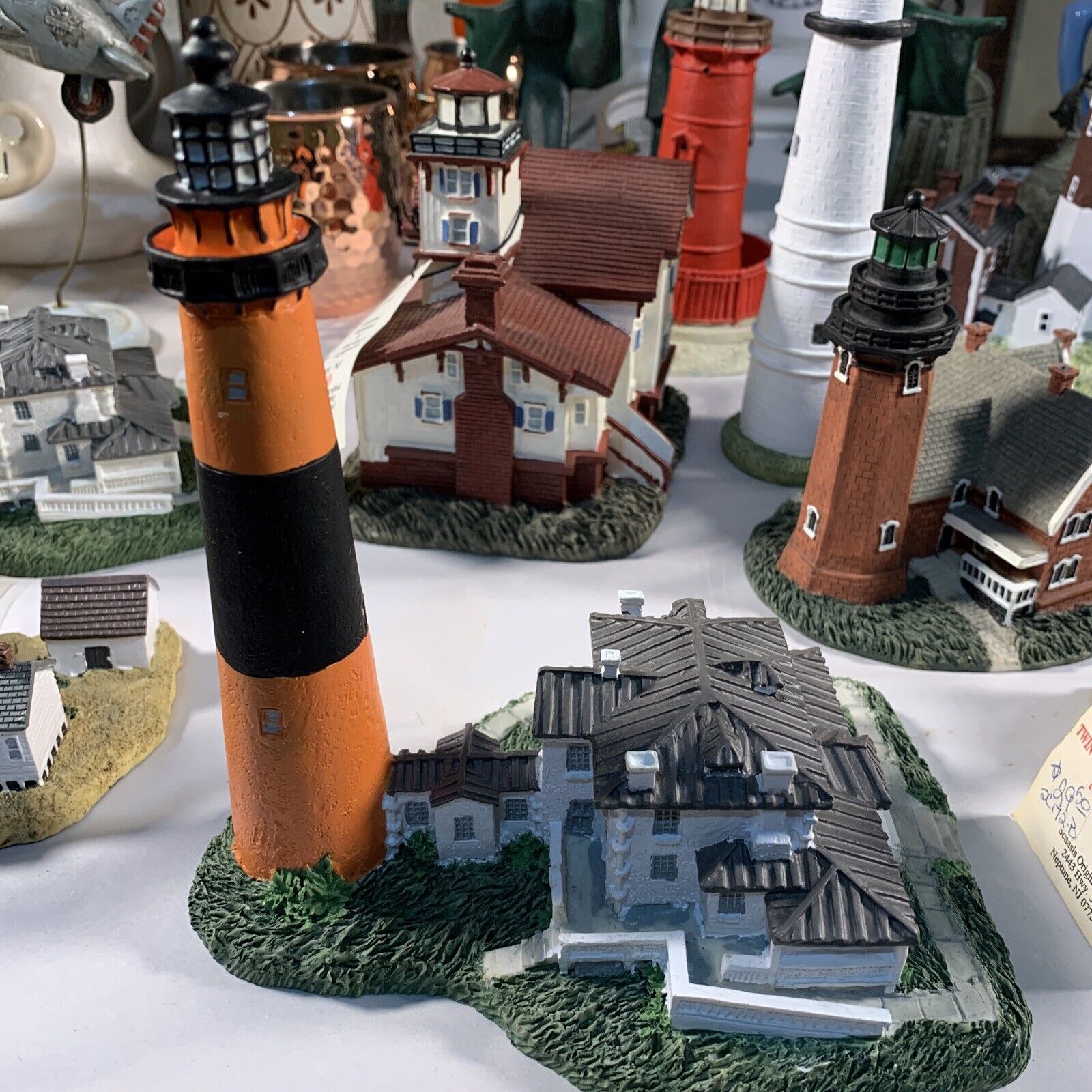 Lot Of Ten (10) Lighthouses By Scaasis Handcrafted Scaasis Originals Vintage