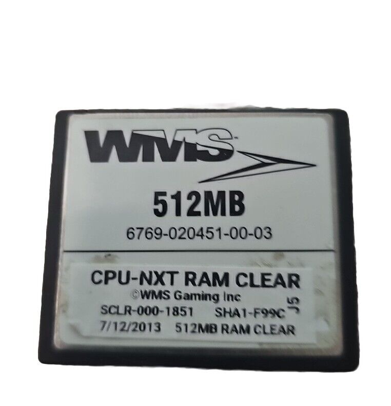 WMS BB2 FAST RAM CLEAR CARD V1851 SOFTWARE WILLIAMS SLOT MACHINE