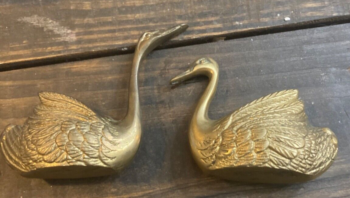 Set of Brass Swan Small Planters