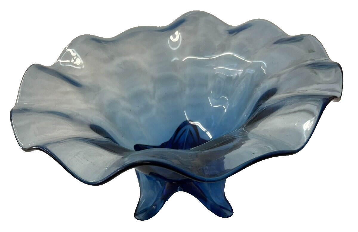 Hand Blown Ruffled Footed Cobalt Blue Bowl, purchased at Dollywood, 11\