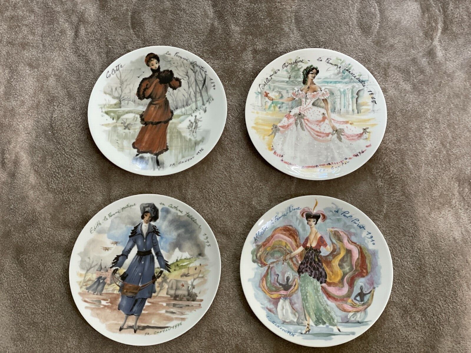 4 Plates HENRI D'ARCEAU Women of the Century LES FEMMES DU SIECLE Limoges 