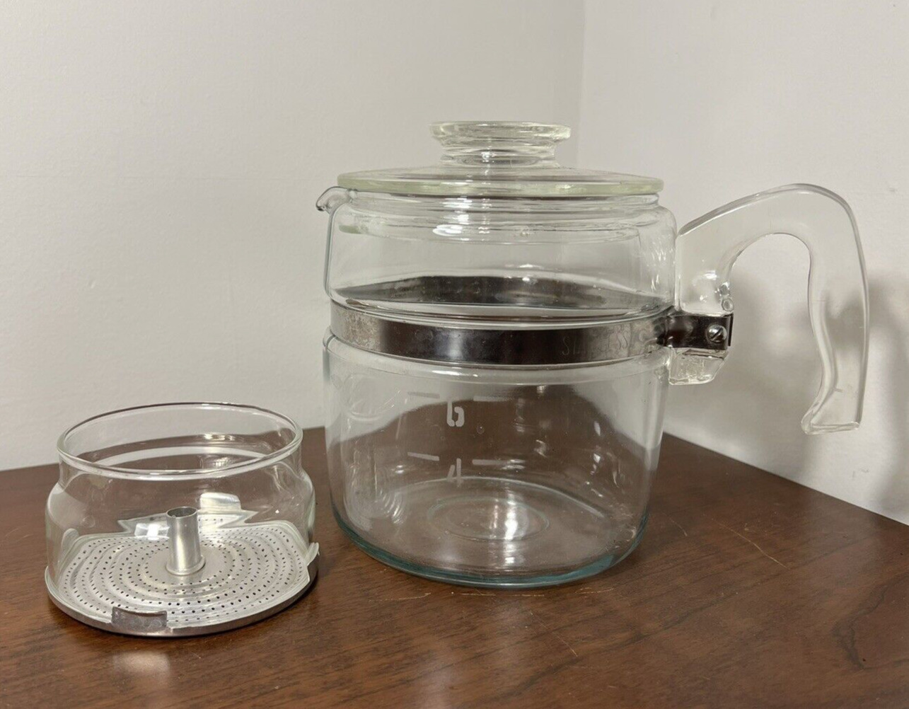 🍊Vintage Pyrex Flameware Glass Coffee Pot Percolator | 6 Cup #7756-B Clean