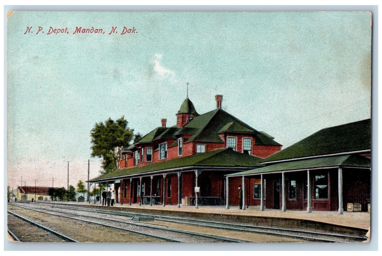 Mandan North Dakota ND Postcard North Pacific Depot Building Exterior c1910's