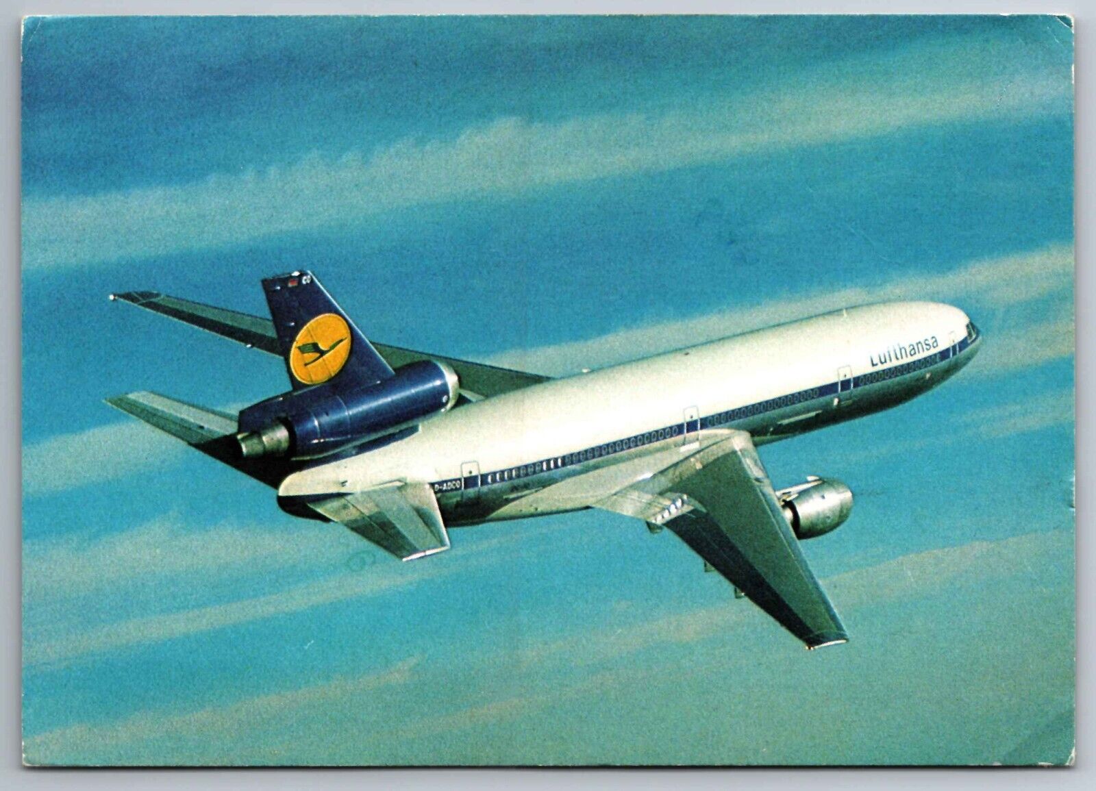 Postcard Lufthansa DC 10 Flying High over Europe              F 10