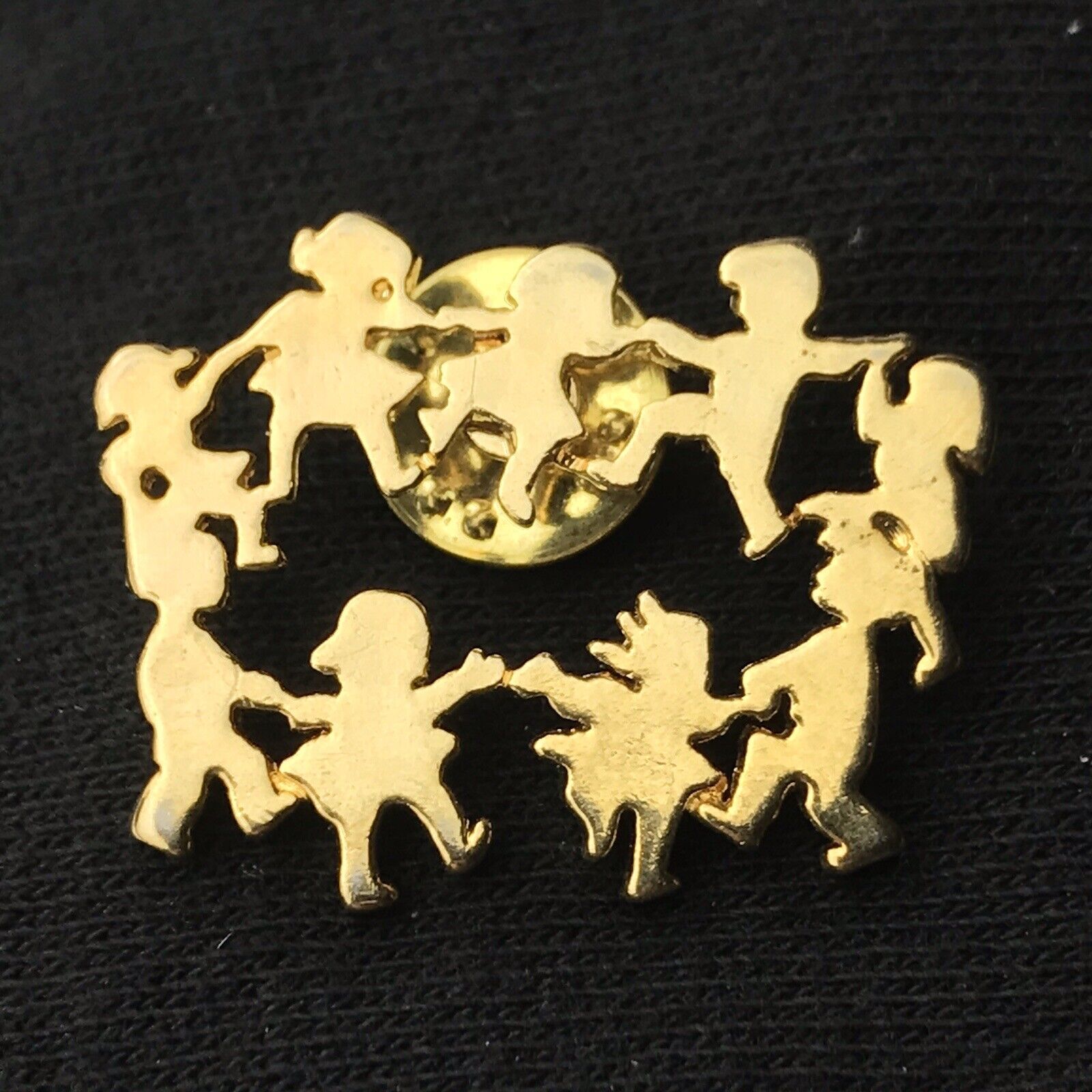 Ring Around The Rosey CTPM Gold Tone Pin Brooch Kids Children Playing Holding