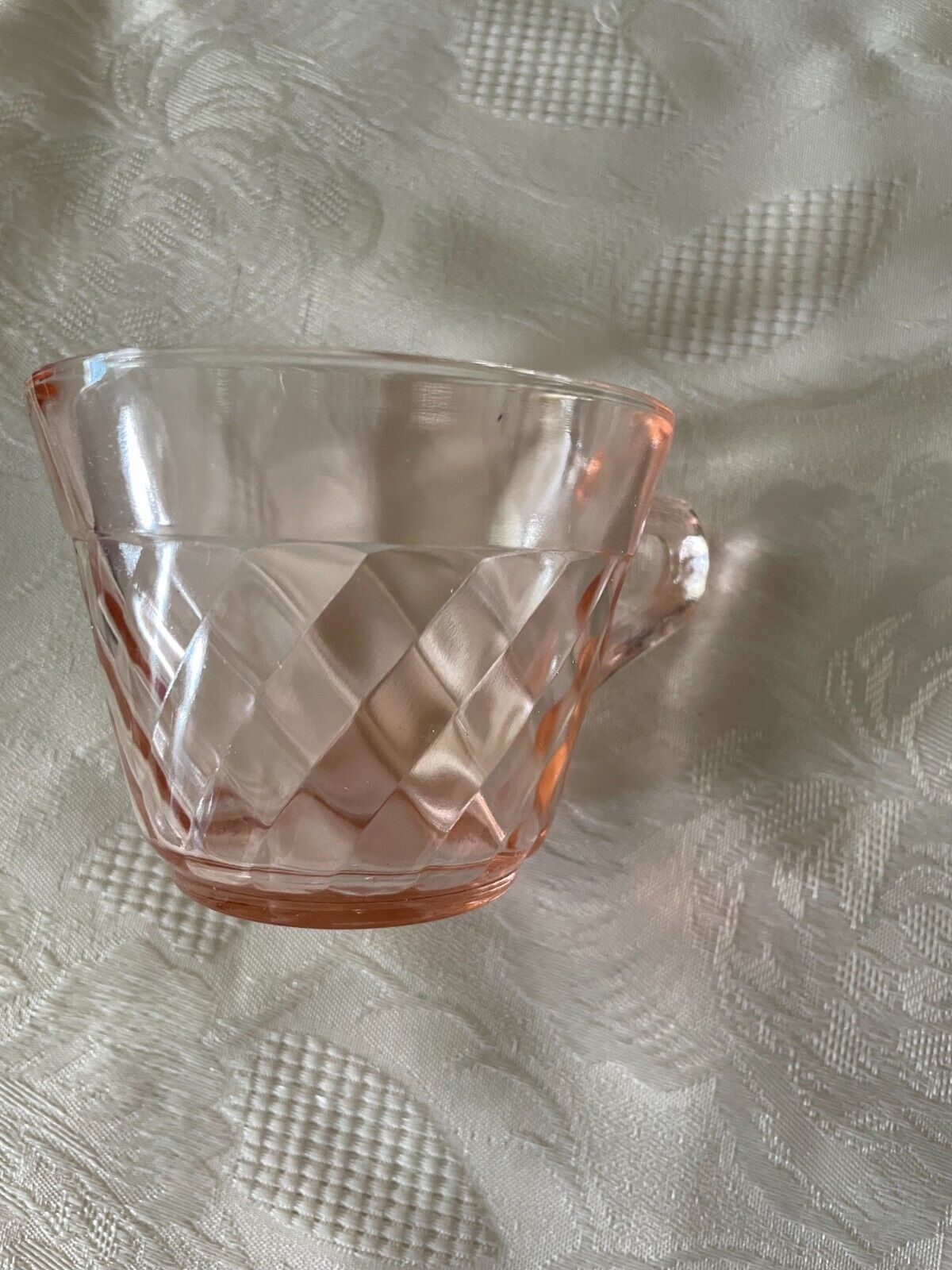 Vintage Pink Glass Cup Diamond Design