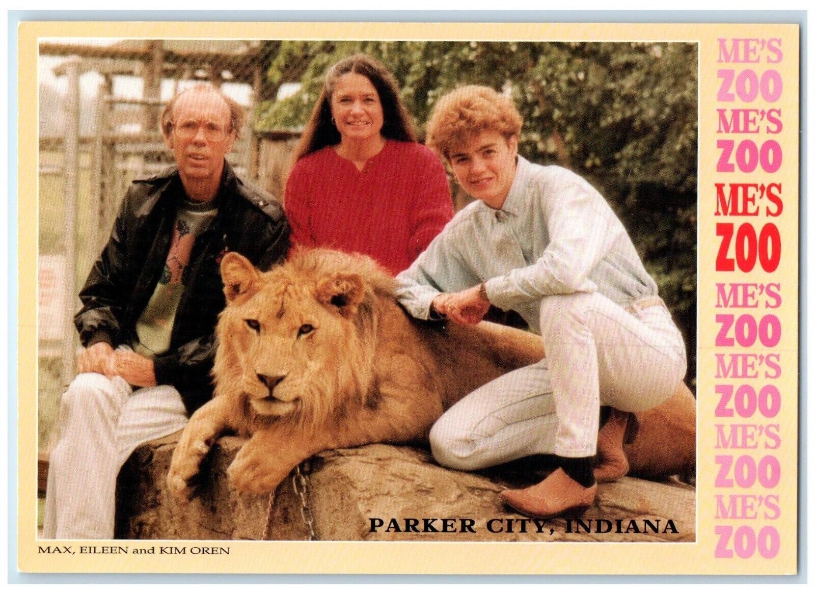 c1960 Max Eileen Kim Oren Zoo Lion Parker City Indiana Vintage Antique Postcard