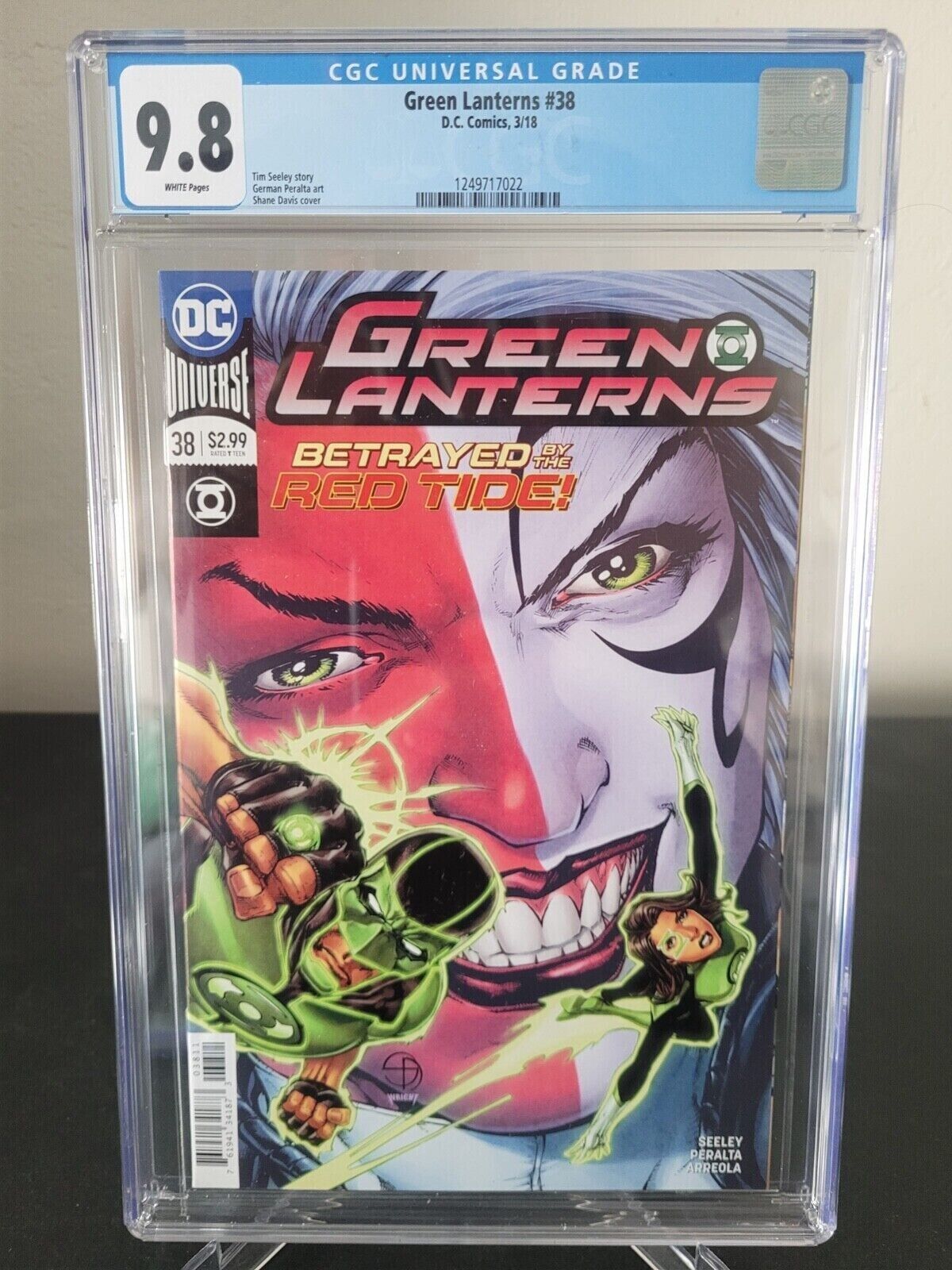 GREEN LANTERN #38 CGC 9.8 GRADED 2018 DC COMICS SHANE DAVIS COVER 1ST RED TIDE
