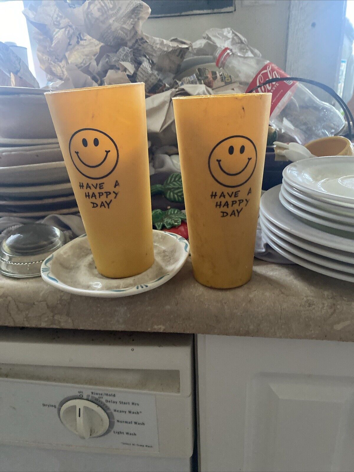 Vintage “Have A Happy Day” Set Of Two   1960’s Smiley Face Tumblrs