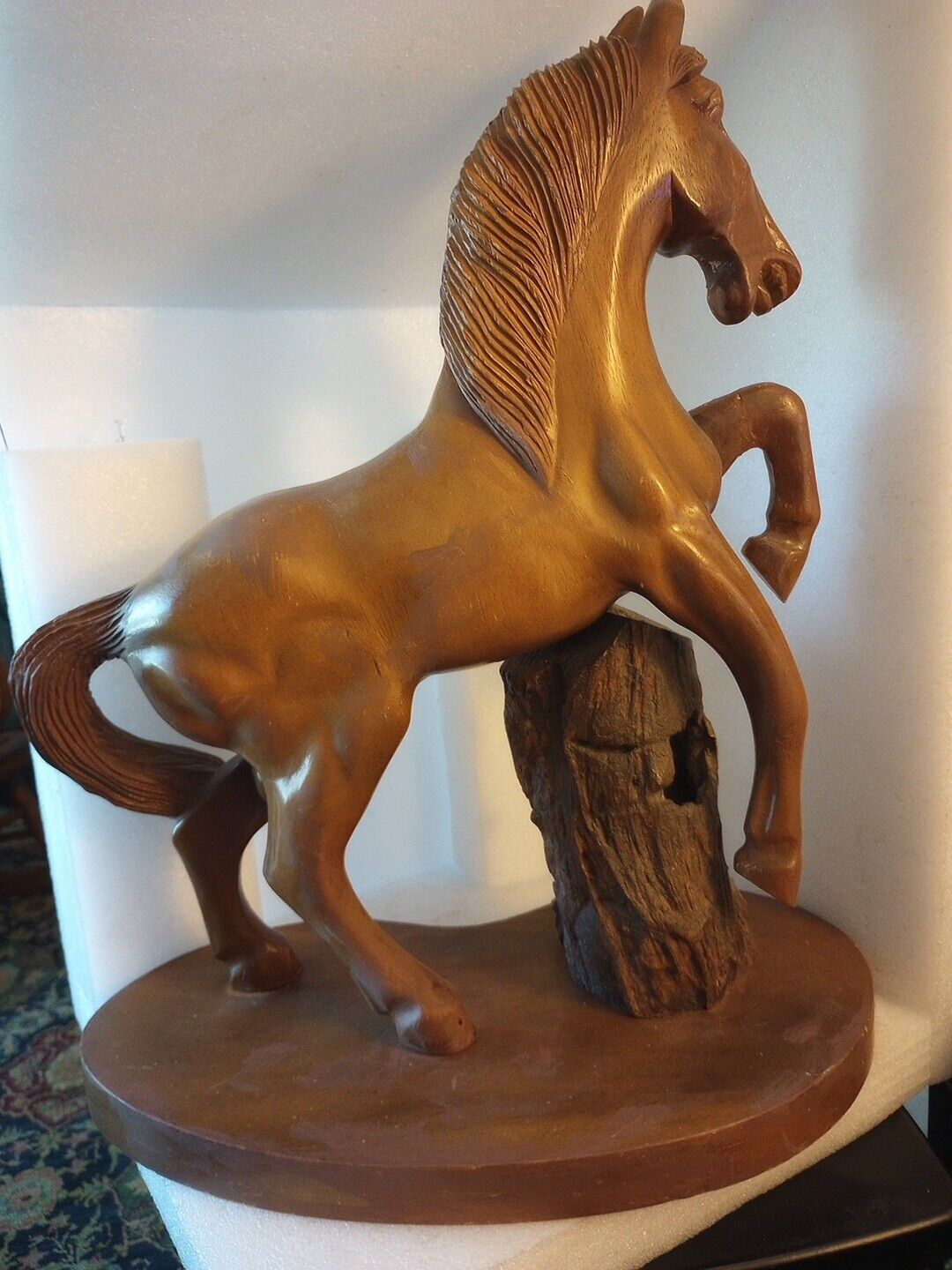 Wonderful Hand carved  Horse on platform, wood carving 19\