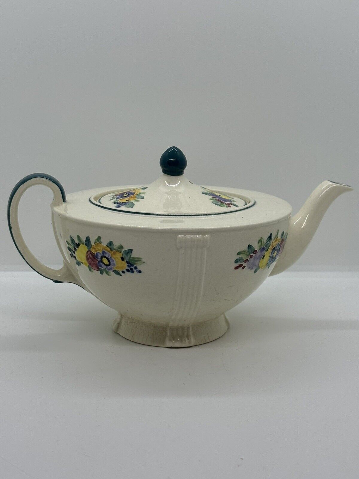 Antique Cauldon England Flower/Fruit Teapot W/Lid