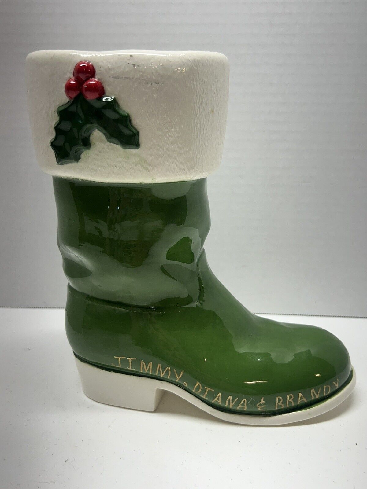 Vintage Santa's Boot Christmas Vase Planter 9