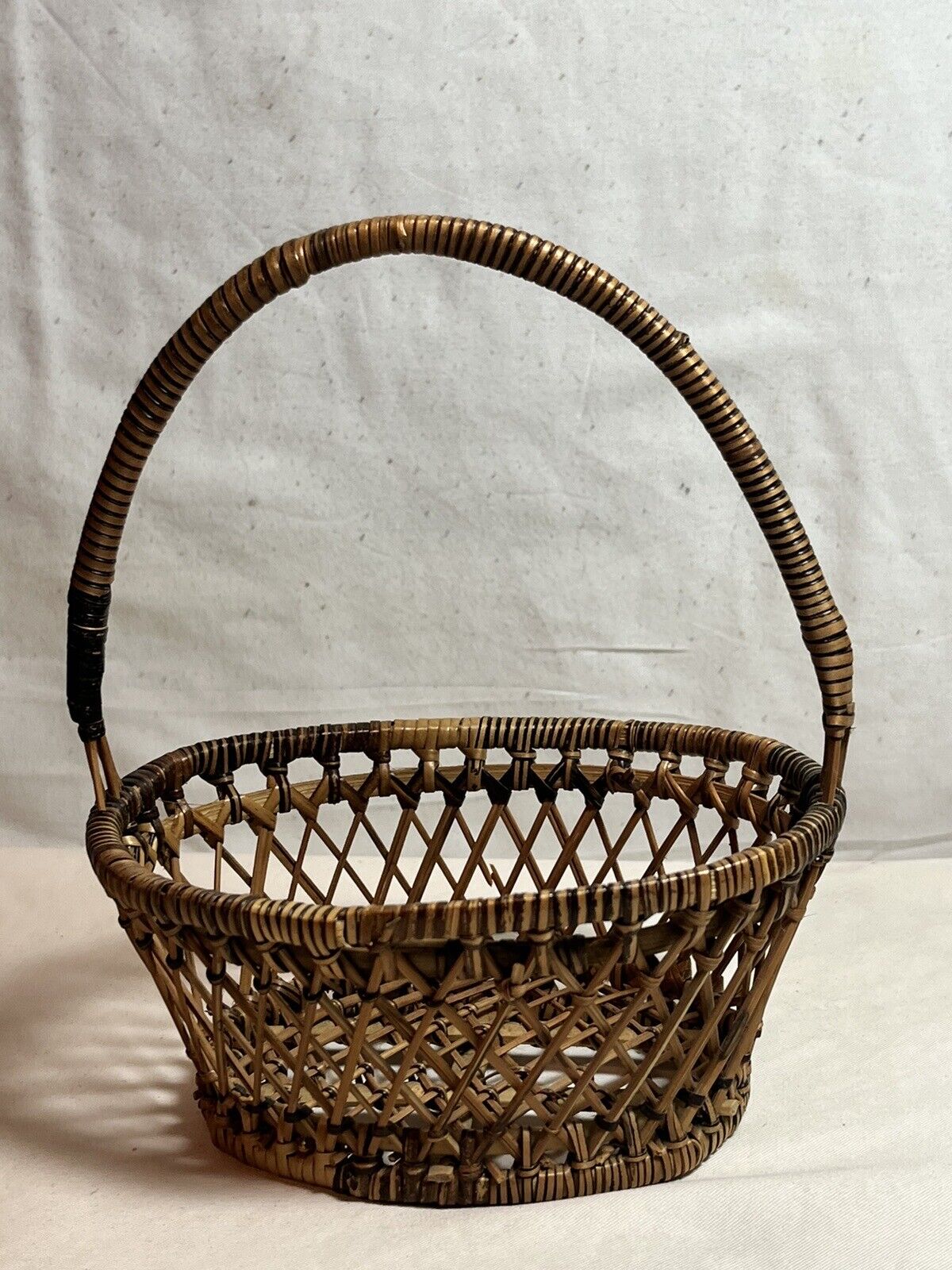 Antique/Vintage Wicker Bent Wood Accent Basket 6.5”x 3.5”x 7” Tall