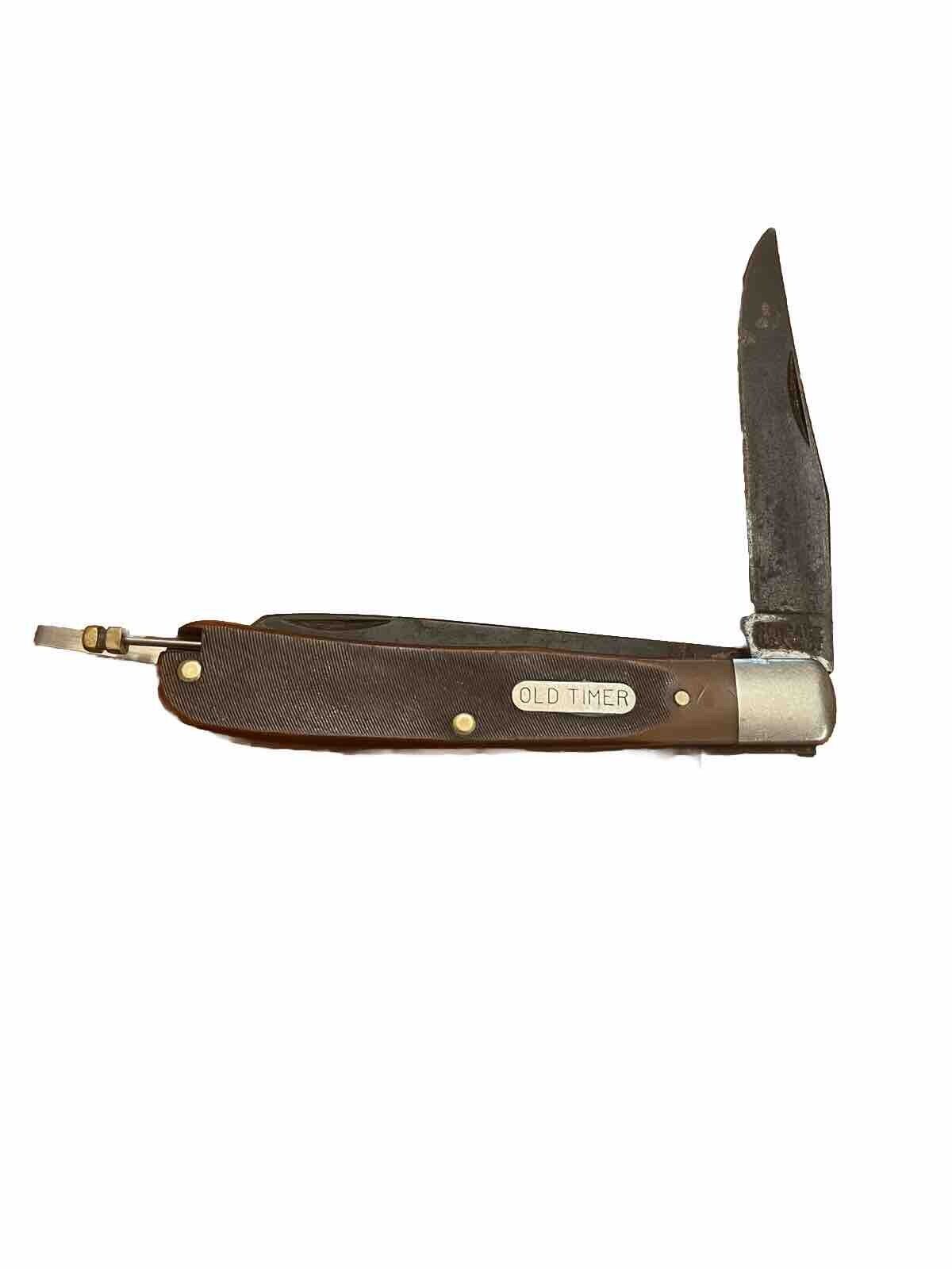 Vintage 96 OT Bearhead Trapper Pocket knife with tweezers and scribe
