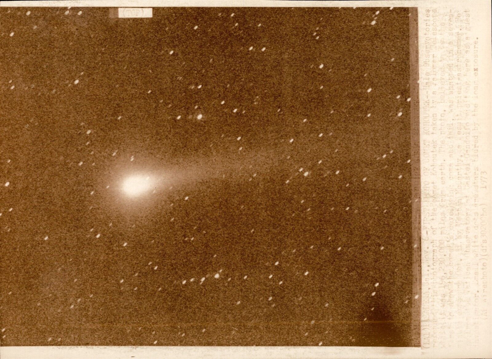 LD335 1973 AP Wire Photo FIRST IMAGE OF COMET KOHOUTEK FROM HALE OBSERVATORY